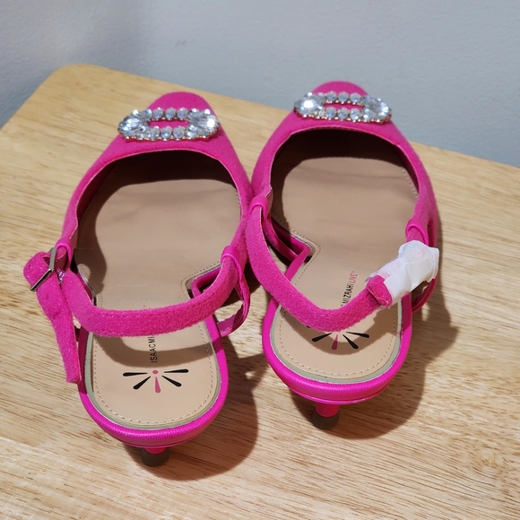 NIB Hot Pink Kitten Sling Back heel with sparkly buckle on top Size 9M EU 40.5 - Picture 3 of 13